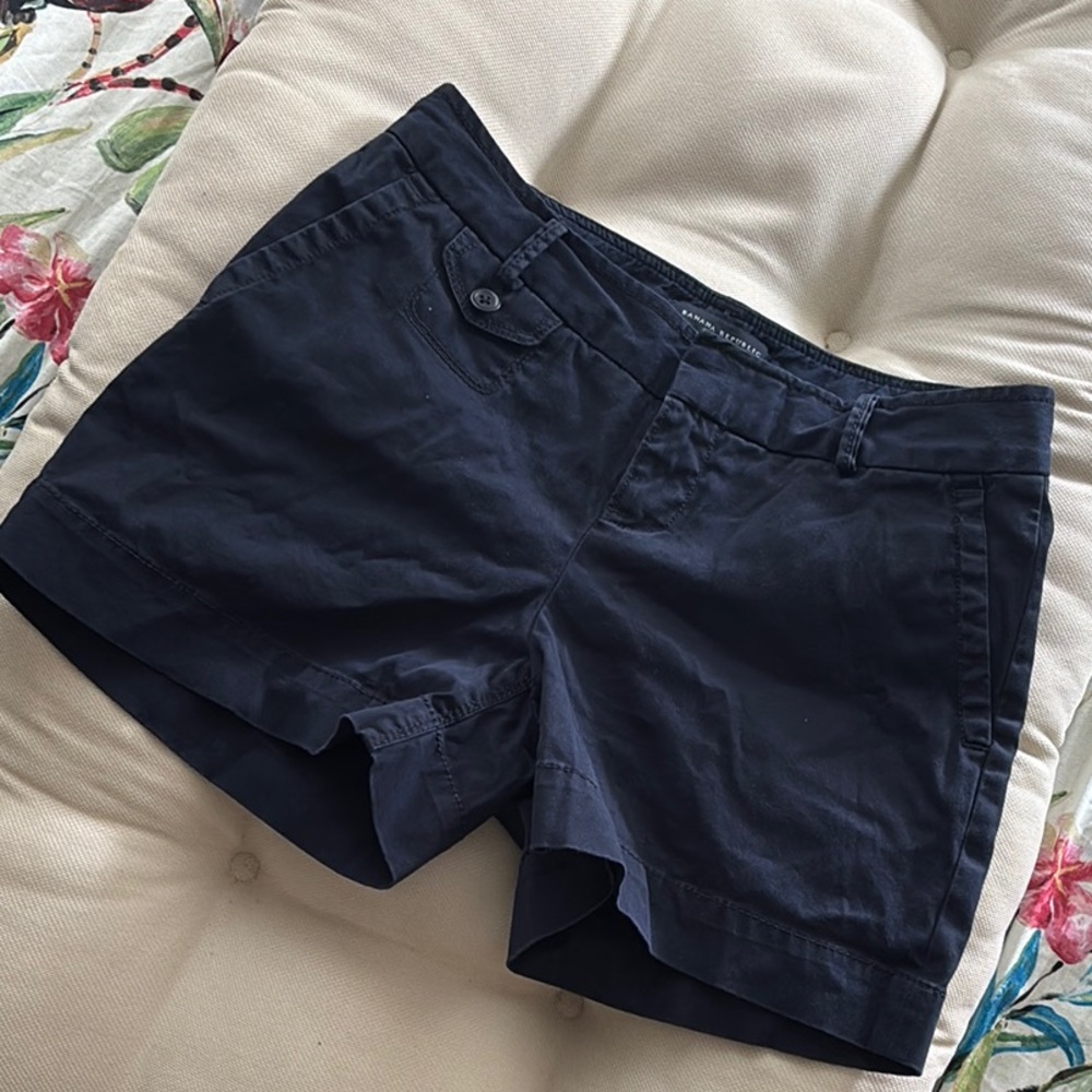 Blue Cotton Cargo Mini Shorts - Banana Republic Martin Fit